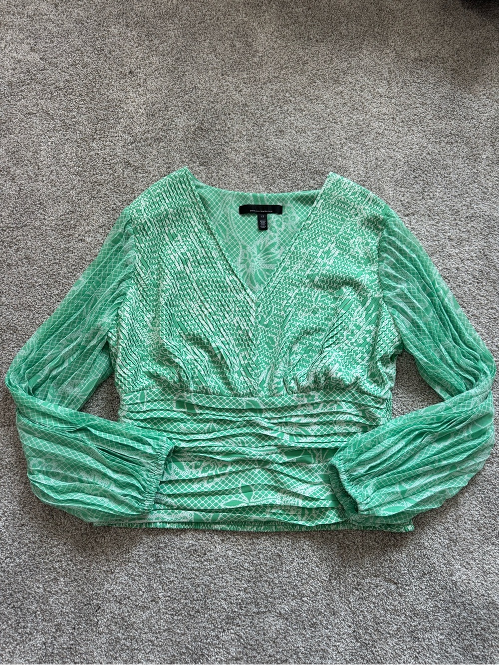 NWOT White House Black Market Blouse, Size 12, Ruched Romantic Cottagecore